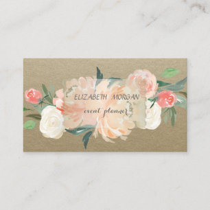 Elegant Vintage, Kraft, Blumen Visitenkarte