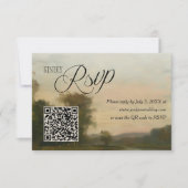Elegant Vintage Landscape QR Code Wedding RSVP Karte (Vorderseite)