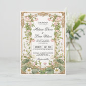 Elegant Vintage Lotus Asian Inspired  Einladung (Stehend Vorderseite)