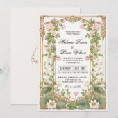 Elegant Vintage Lotus Asian Inspired  Einladung (Vorne/Hinten)