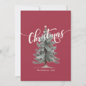 Elegant Vintage Merry Christmas Script Rustic Tree Feiertagskarte (Vorderseite)