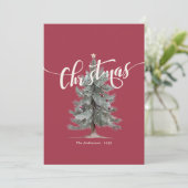 Elegant Vintage Merry Christmas Script Rustic Tree Feiertagskarte (Stehend Vorderseite)