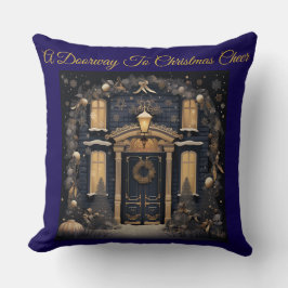 Elegant Vintage Navy Blue and Gold Throw Pillow Kissen