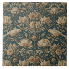 Elegant Vintage Nouveau Florale Vögel Fliese