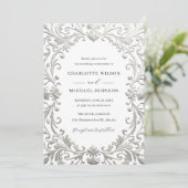 Elegant Vintage Ornate Frame Wedding  Einladung (Stehend Vorderseite)