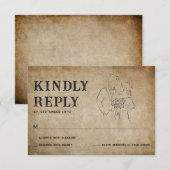 Elegant Vintage Parchment Wedding RSVP Card Karte (Vorne/Hinten)