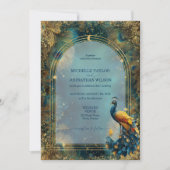 Elegant Vintage Peacock Feather Enchanted Forest Einladung (Vorderseite)