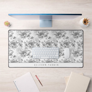 Elegant vintage personalisierte gezeichnete B&W Fl Schreibtischunterlage
