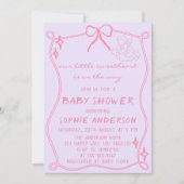 Elegant Vintage Pink Bow Baby Shower Einladung (Vorderseite)