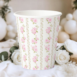 Elegant Vintage Pink Floral Pappbecher