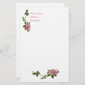 Elegant Vintage Pink Rose Briefpapier (Vorne/Hinten)
