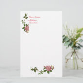 Elegant Vintage Pink Rose Briefpapier (Stehend Vorderseite)