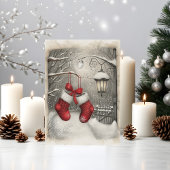 Elegant Vintage Red Christmas Stockings  Karte