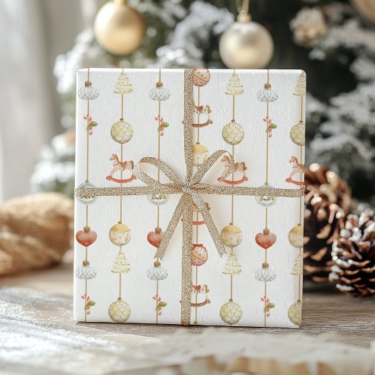 Elegant Vintage Rocking Horse Christmas Geschenkpapier