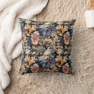 Elegant vintage rosa blau gold Blumenmuster Kissen