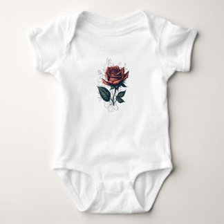Elegant Vintage Rose – Floral Art T-Shirt Design Baby Strampler