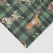 Elegant Vintage Saddled Horses Green Plaid Seidenpapier (Detail)