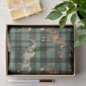 Elegant Vintage Saddled Horses Green Plaid Seidenpapier (Geschenk)