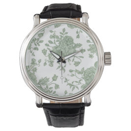 Elegant Vintage Sage Green French Floral  Armbanduhr