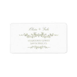 Elegant Vintage Sage Green French Floral Wedding  Adressaufkleber
