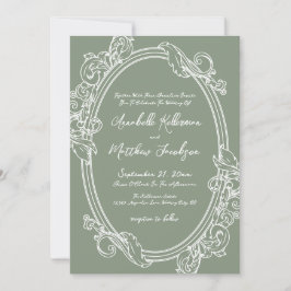 Elegant Vintage Sage Green Wedding Einladung
