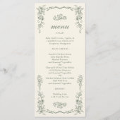Elegant Vintage Sage Green Wedding Menükarte (Vorderseite)