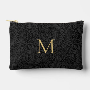 Elegant Vintage Schwarz Floral Gold Monogramm Zubehörtasche