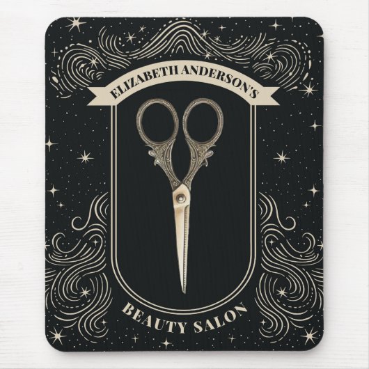 Elegant Vintage Scissors Hair Salon Mousepad (Vorne)