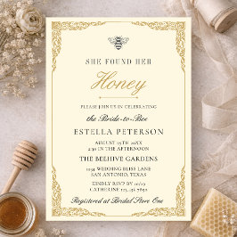 Elegant Vintage She Found Her Honey Bridal Shower Einladung