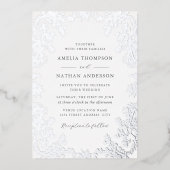Elegant Vintage Silver Floral Wedding Folieneinladung (Vorderseite)
