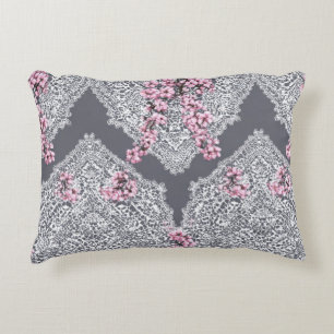 Elegant Vintage-Spitze Rosa Blumen Shabby Chic Dekokissen