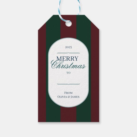 Elegant vintage Tartan Plaid Christmas gift tag Geschenkanhänger (Vorderseite)
