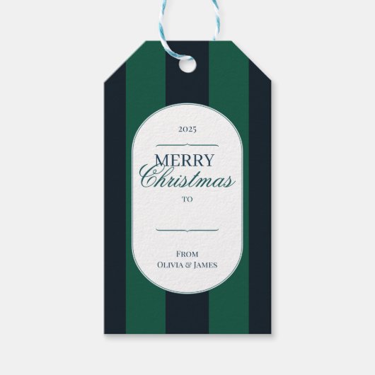 Elegant vintage Tartan Plaid Christmas gift tag Geschenkanhänger (Vorderseite)