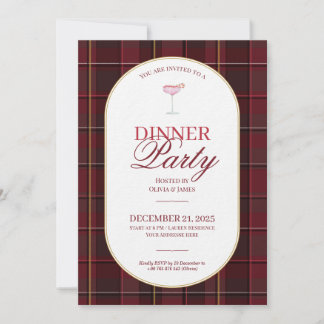 Elegant vintage Tartan Plaid Christmas Invitation Einladung