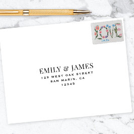 Elegant Vintage Typography  Wedding Return Address Permastempel