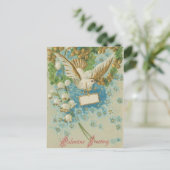 Elegant vintage Valentine bird Feiertagspostkarte (Stehend Vorderseite)