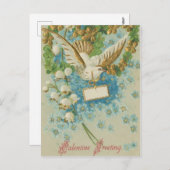 Elegant vintage Valentine bird Feiertagspostkarte (Vorne/Hinten)
