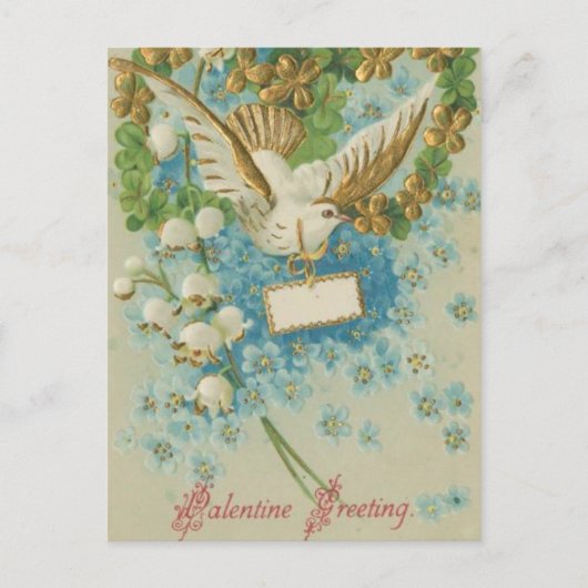 Elegant vintage Valentine bird Feiertagspostkarte (Vorderseite)