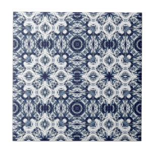Elegant, vintage verziert, marineblau, weiß fliese