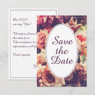 Elegant Vintage Wedding Announcement, Flower Motif