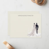 Elegant Vintage Wedding Couple Mitteilungskarte (Vorderseite/Rückseite Beispiel)