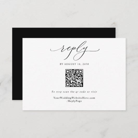 Elegant Vintage Wedding QR Code Einfach RSVP Karte (Vorne/Hinten)