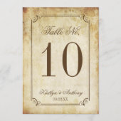 Elegant Vintage Wedding Table Number Cards Einladung (Vorderseite)