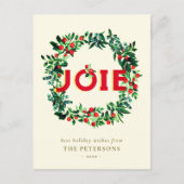 Elegant Vintage Weihnachten Berry Wreath Joy Postkarte (Vorderseite)