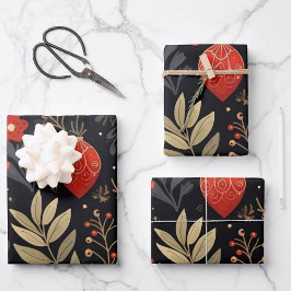 Elegant Vintage Weihnachts Hand Drawn Geschenkpapier Set