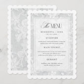 Elegant Vintage White Lace Wedding Menu Card Einladung (Vorne/Hinten)