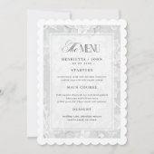Elegant Vintage White Lace Wedding Menu Card Einladung (Vorderseite)