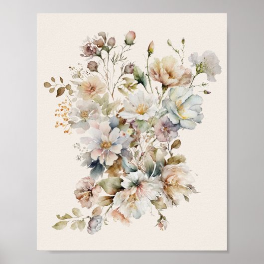 Elegant Vintage Wildflower Artwork Poster (Vorne)