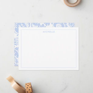 Elegant vintageblaue venezianische, üppige Blumenm Mitteilungskarte