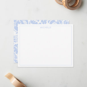 Elegant vintageblaue venezianische, üppige Blumenm Mitteilungskarte